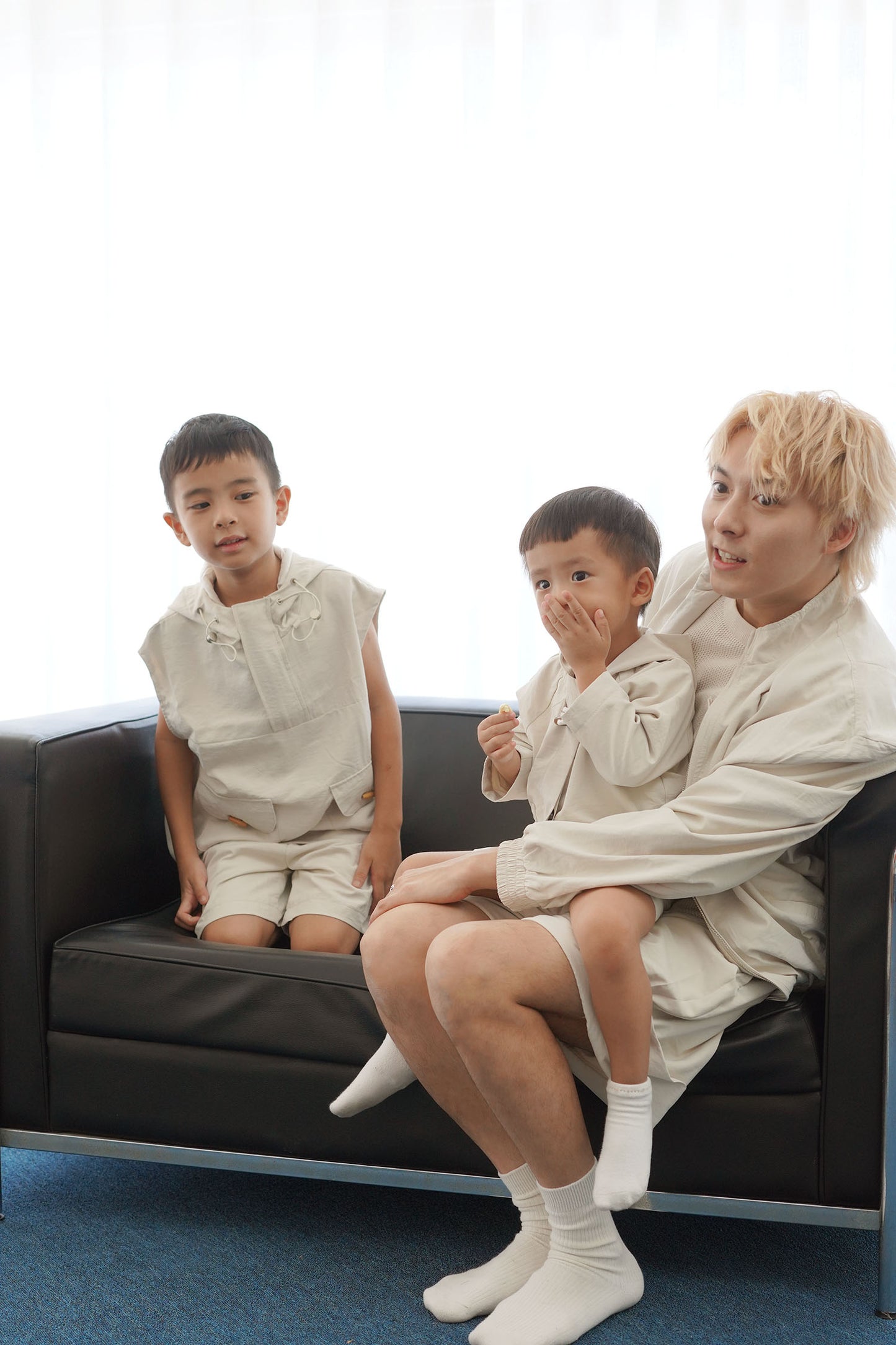 Off-white Hooded Jacket and Shorts Set