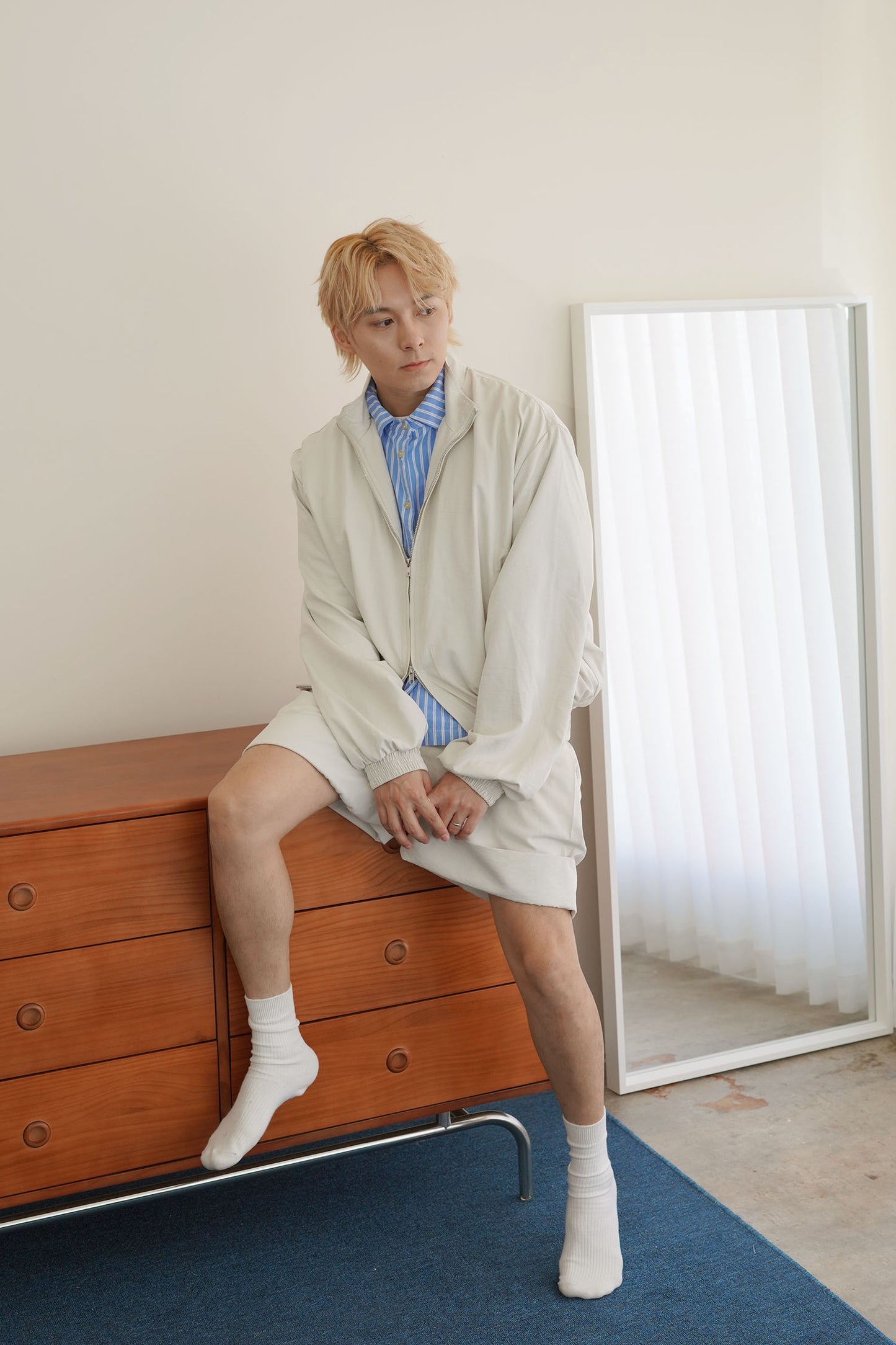 Off-white Unisex Bermuda Shorts