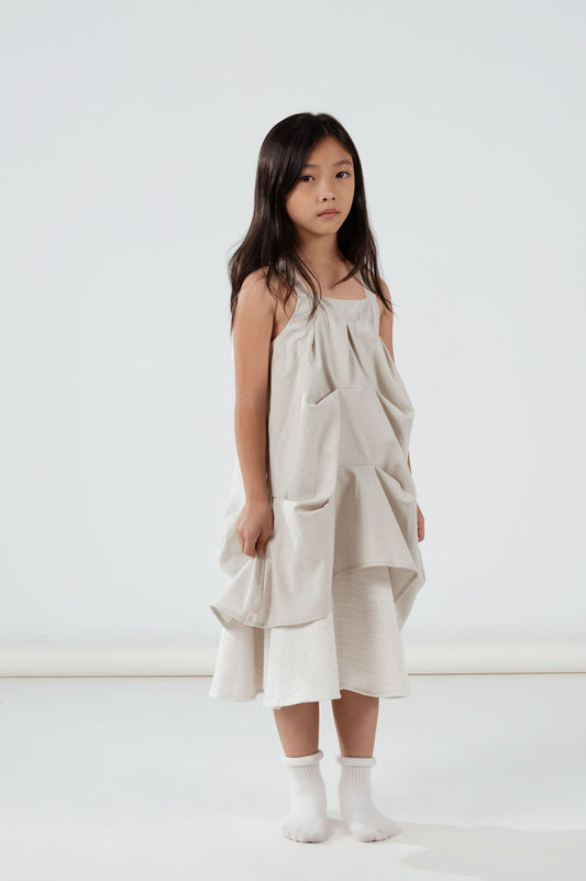 Beige Cami Ruffle Dress