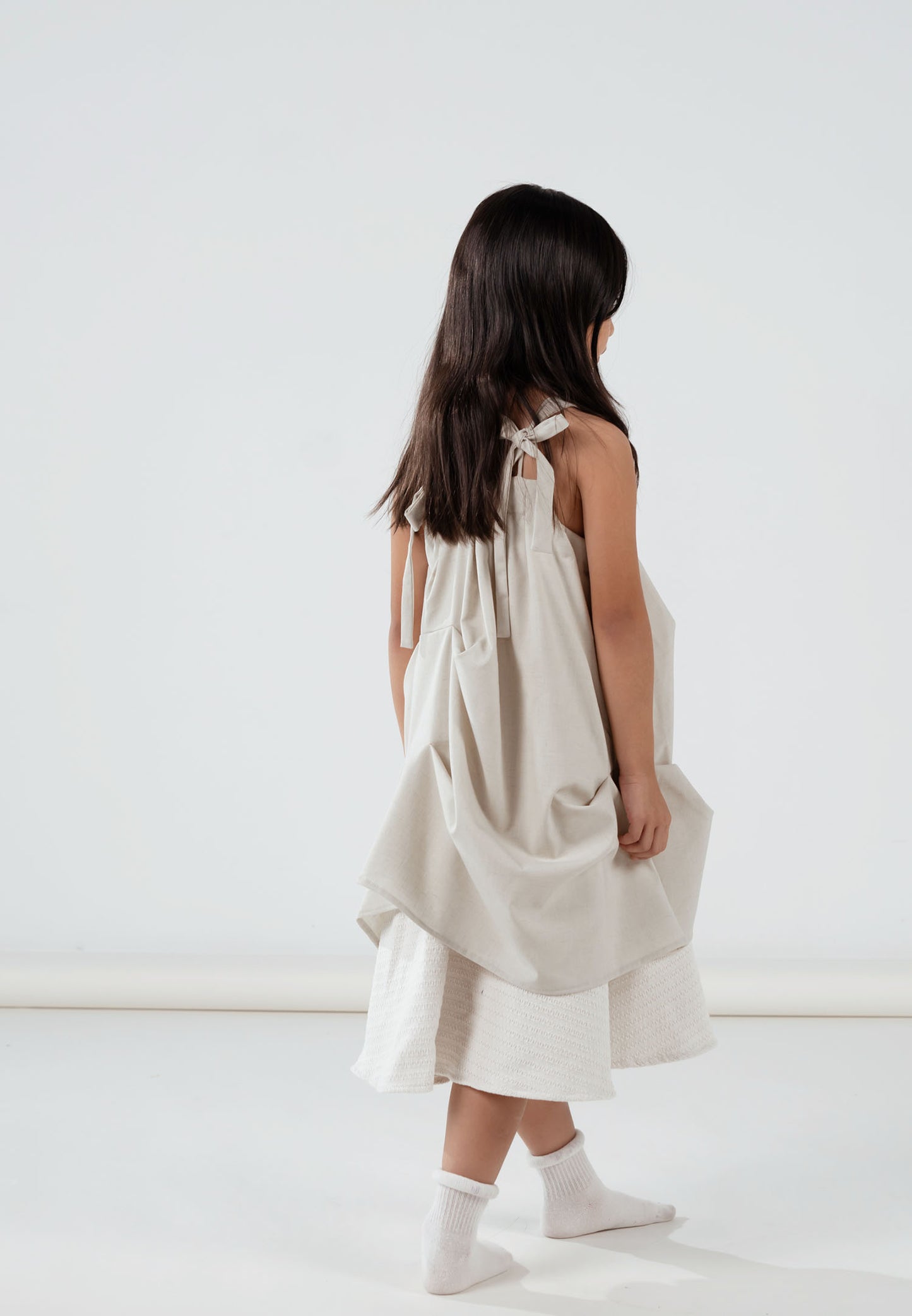 Beige Cami Ruffle Dress