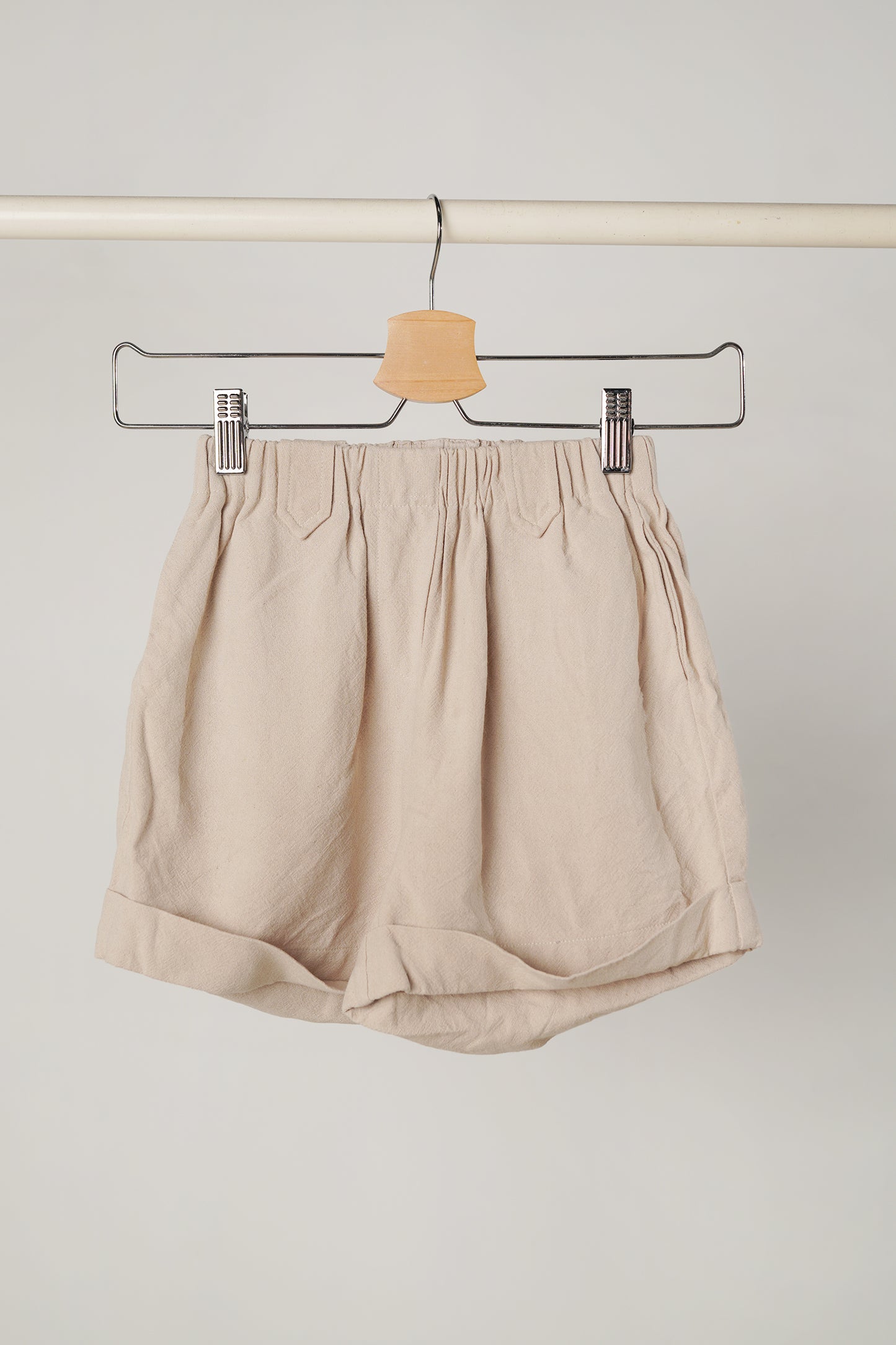 Unisex Beige Linen Shorts