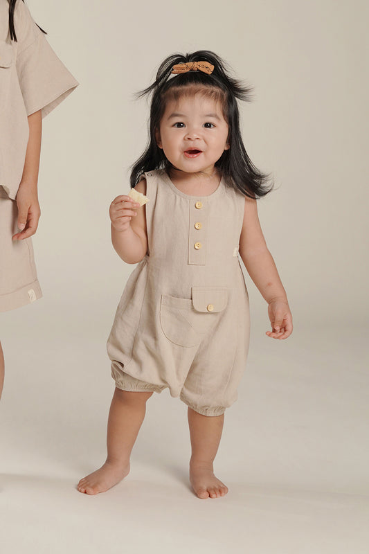 Beige Unisex Romper