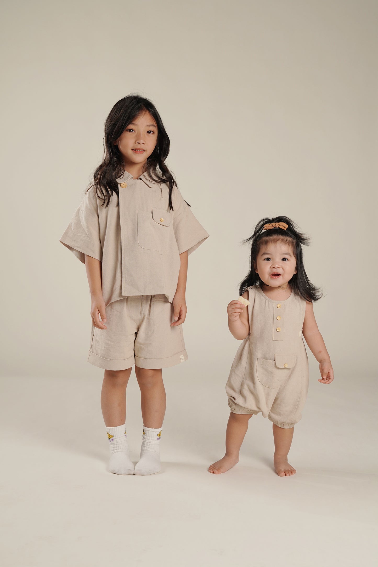 Beige Unisex Romper